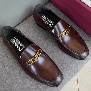 NEW Authentic Salvatore Ferragamo Melbourne Double Gancio Bit Brown Loafers